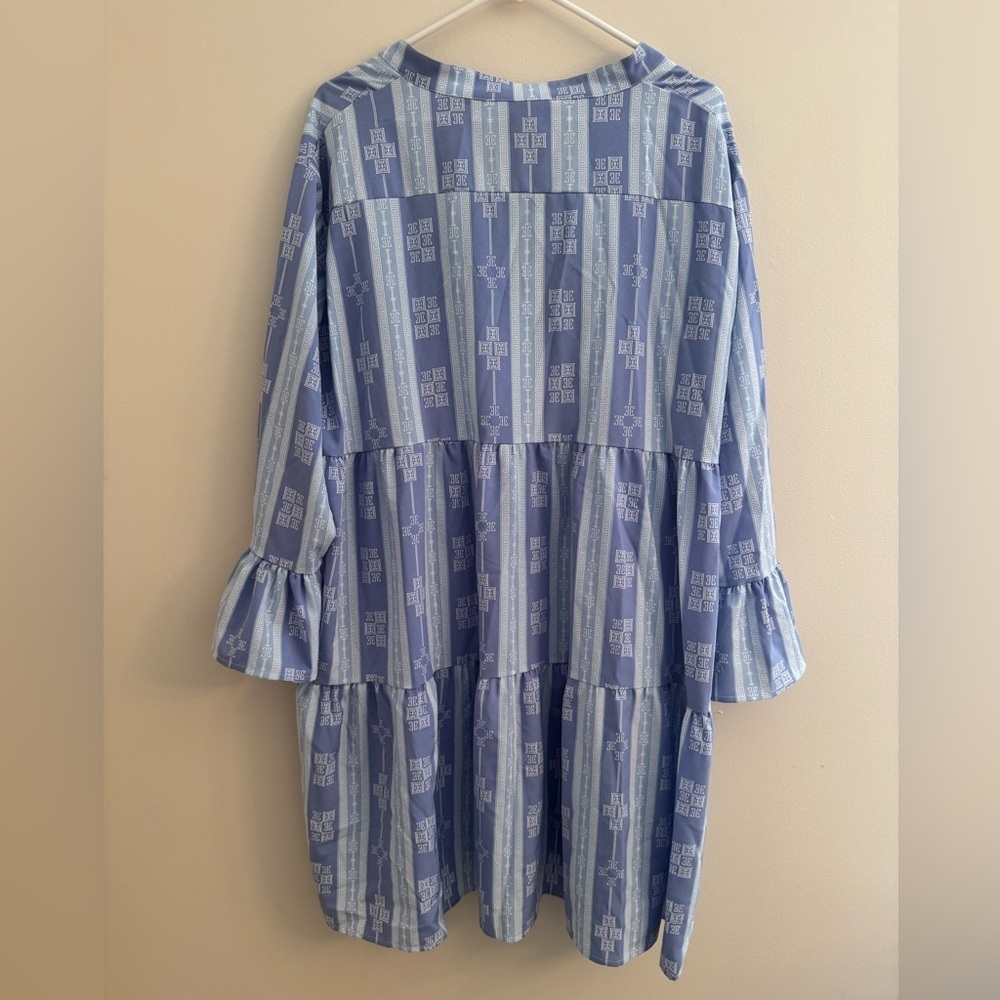 Michelle McDowell Morgan Dress Santorini Blue Size XXL NWT Tiered Babydoll - Picture 3 of 7